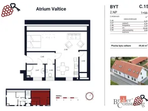 Prodej bytu 1+kk, Valtice, P. Bezruče, 49 m2