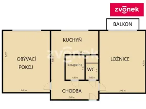 Prodej bytu 2+1, Uherské Hradiště, 56 m2