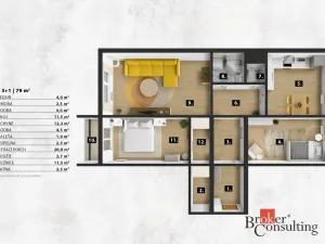 Pronájem bytu 3+1, Praha - Modřany, Urbánkova, 79 m2