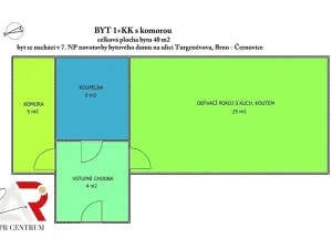 Prodej bytu 1+kk, Brno, Turgeněvova, 40 m2