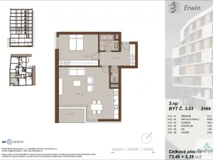 Pronájem bytu 2+kk, Praha - Nusle, Kischova, 73 m2
