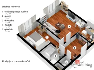 Prodej bytu 2+kk, Králův Dvůr, Popelky Biliánové, 54 m2