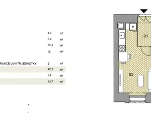 Pronájem bytu 2+kk, Praha - Nové Město, Dlážděná, 41 m2
