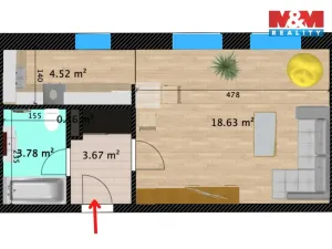 Pronájem bytu 1+kk, Kolín, Roháčova, 29 m2