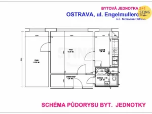 Pronájem bytu 2+1, Ostrava, Engelmüllerova, 44 m2
