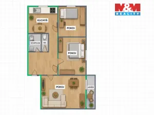 Prodej bytu 3+1, Kostelec nad Orlicí, Proškova, 65 m2