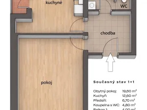 Prodej bytu 2+kk, Brno - Černá Pole, Kladivova, 43 m2