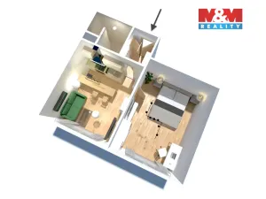 Prodej bytu 1+1, Chomutov, Školní pěšina, 35 m2