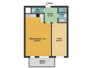 Pronájem bytu 2+kk, Praha - Modřany, Fikerova, 67 m2