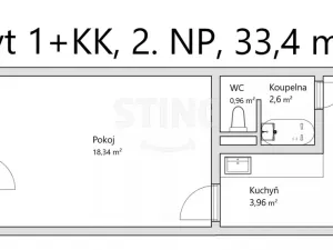 Prodej bytu 1+kk, Otrokovice, Školní, 30 m2