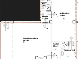 Pronájem kanceláře, Most, Růžová, 84 m2
