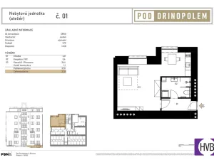 Prodej bytu 1+kk, Praha, Pod Drinopolem, 37 m2
