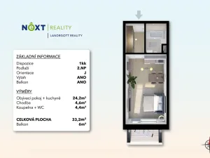 Pronájem bytu 1+kk, Slaný, Lázeňská, 33 m2