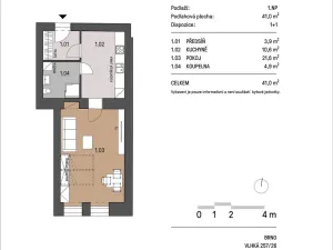 Pronájem bytu 1+1, Brno, Vlhká, 44 m2