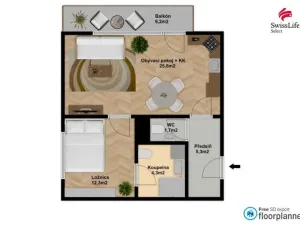 Pronájem bytu 2+kk, Praha - Hloubětín, Nepelova, 50 m2