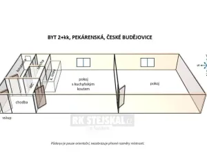Pronájem bytu 2+kk, České Budějovice - České Budějovice 3, Pekárenská, 51 m2