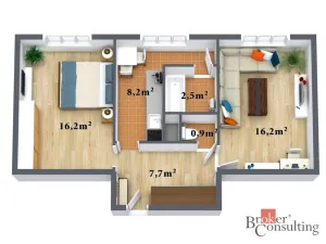 Prodej bytu 2+1, Planá, Fučíkova, 58 m2