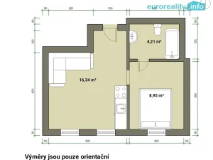 Pronájem bytu 1+1, Kraslice, Rybná, 30 m2