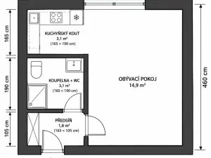 Prodej bytu 1+kk, Příbram - Příbram I, Hradební, 23 m2