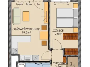 Pronájem bytu 2+kk, Praha - Vysočany, Pod Harfou, 44 m2