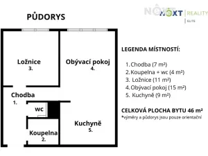 Prodej bytu 2+kk, Brno, Oblá, 49 m2