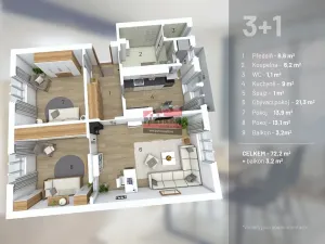 Prodej bytu 3+1, Písek, Klostermannova, 72 m2