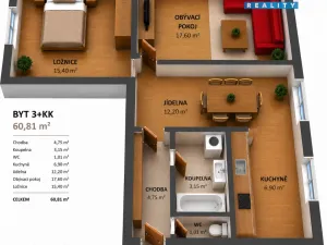 Prodej bytu 3+1, Rychnov nad Kněžnou, 5. Května, 60 m2
