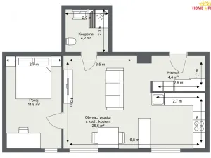 Pronájem bytu 2+kk, Chrášťany - Bylany, 46 m2