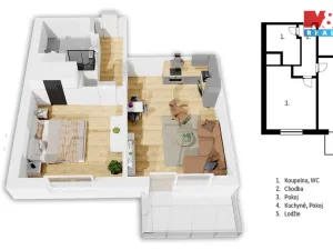 Prodej bytu 2+kk, Pardubice - Cihelna, U Josefa, 41 m2