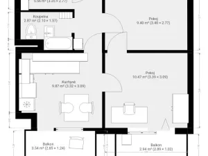 Pronájem bytu 1+1, Brno, Rerychova, 41 m2
