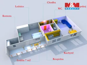 Pronájem bytu 2+kk, Pardubice - Polabiny, Grusova, 53 m2