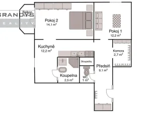 Prodej bytu 2+1, Jihlava, Březinova, 56 m2