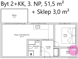 Pronájem bytu 2+kk, Olomouc, Topolová, 47 m2