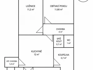 Pronájem bytu 2+1, Chrastava, Nádražní, 45 m2