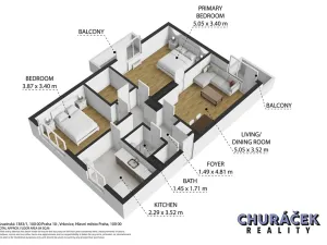 Prodej bytu 3+1, Praha - Vršovice, Gruzínská, 69 m2