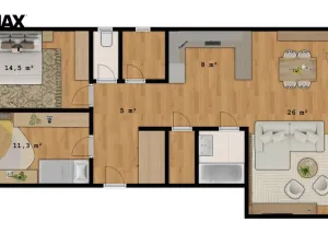 Pronájem bytu 3+kk, Hradec Králové - Nový Hradec Králové, Na Občinách, 74 m2