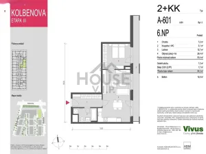 Prodej bytu 2+kk, Praha - Vysočany, Kolbenova, 56 m2
