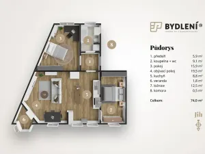 Pronájem bytu 3+kk, Ústí nad Labem, Elišky Krásnohorské, 74 m2