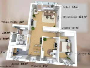 Prodej bytu 3+kk, Praha - Záběhlice, Hlavní, 72 m2