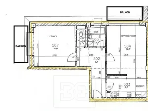 Pronájem bytu 2+kk, Kladno, Vojtěcha Lanny, 59 m2