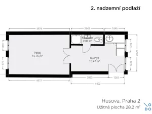 Pronájem bytu 1+1, Praha - Žižkov, Husitská, 28 m2