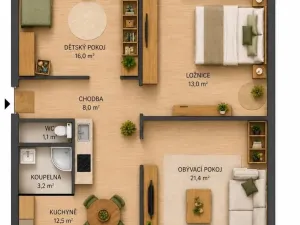 Pronájem bytu 3+1, Úněšov, 75 m2