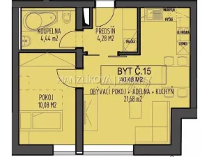 Pronájem bytu 2+kk, České Budějovice - České Budějovice 3, B. Smetany, 40 m2