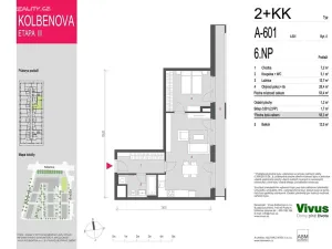 Prodej bytu 2+kk, Praha - Vysočany, Smržových, 54 m2