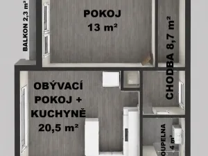Pronájem bytu 2+kk, Opava - Kateřinky, Na Pastvisku, 50 m2