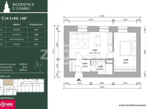 Prodej bytu 2+kk, Vsetín, Horní náměstí, 38 m2