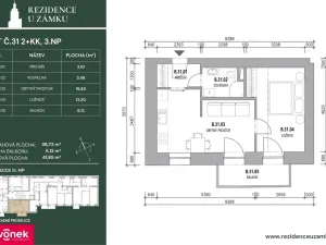 Prodej bytu 2+kk, Vsetín, Horní náměstí, 39 m2