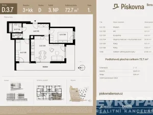 Prodej bytu 3+kk, Beroun, 73 m2