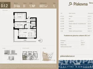 Prodej bytu 3+kk, Beroun, 60 m2