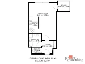 Prodej bytu 1+kk, Brno - Starý Lískovec, U Leskavy, 43 m2